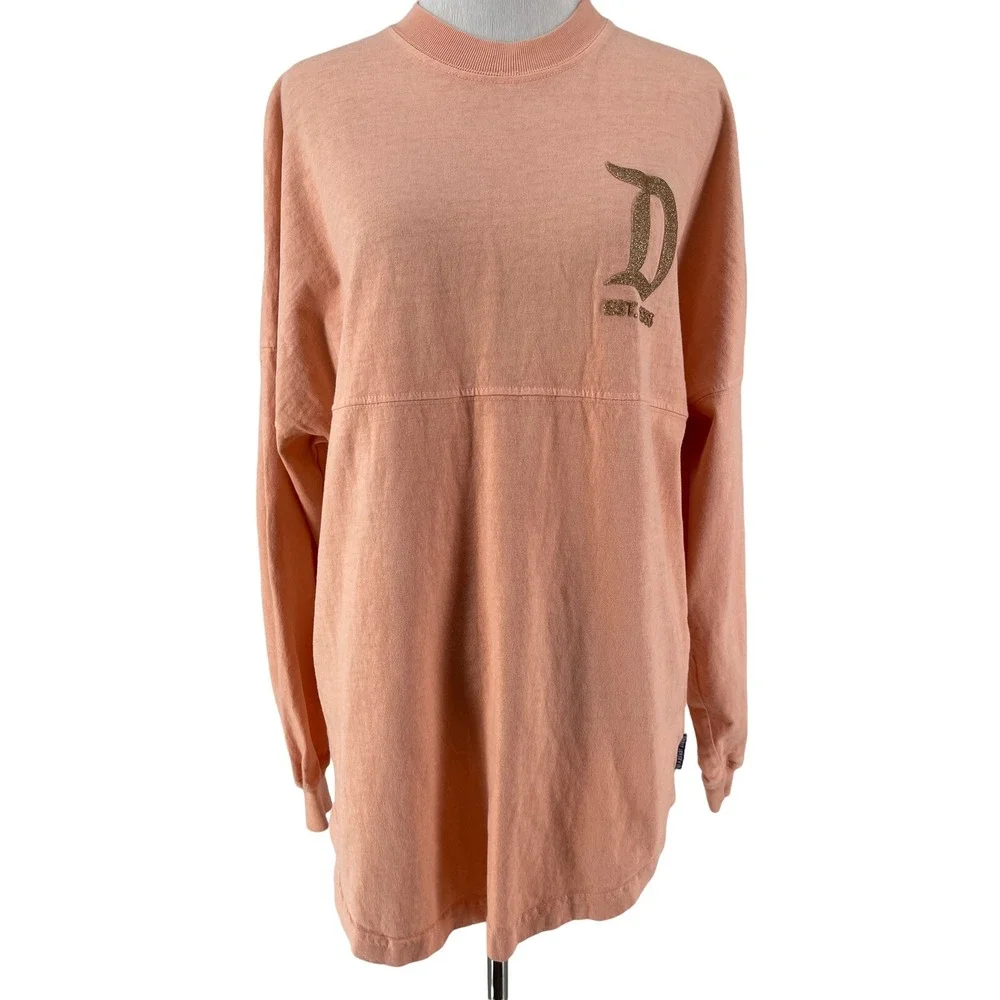 Disney Parks Women's Peach Gold Glitter Spirit Jersey Disneyland Resort Size XS